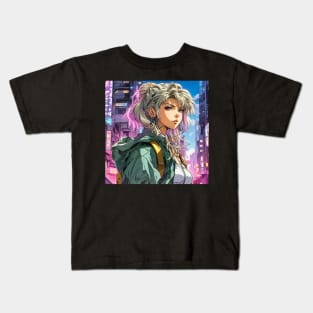 Retro street style anime girl Kids T-Shirt